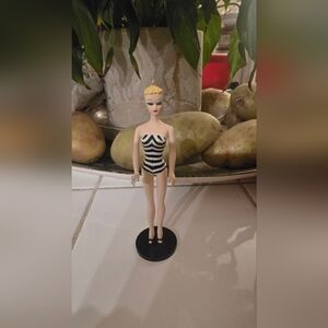 Vintage Striped Doll with Stand